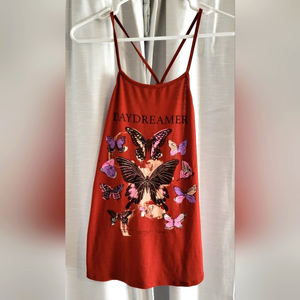 Maroon butterfly tank top